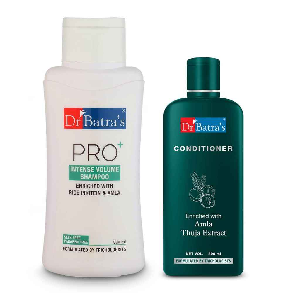 Buy Dr Batra's Pro+Intense Volume Shampoo 500 ml and Conditioner 200 ml (Pack of 2 Men and Women) - Purplle