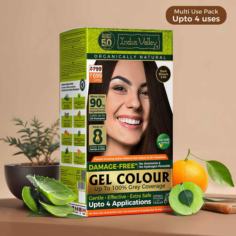 Buy Indus Valley Organically Natural Gel Dark Brown & Chaitan Fonce 3.00 Hair Color - (220 gm) - Purplle