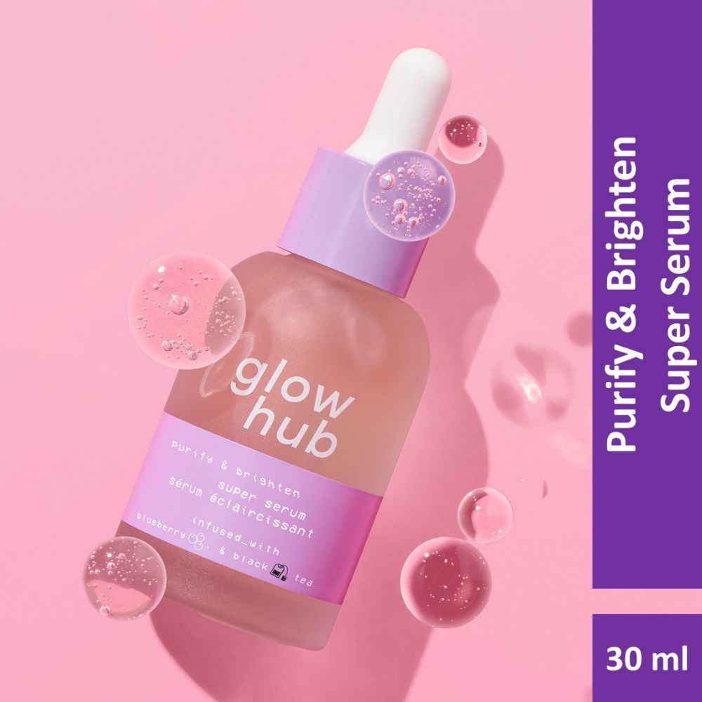 Buy Glow Hub | Purify & Brighten Super Serum (30ml) | Black tea extract, Blueberry, Salicylic Acid, Willow bark | Brightening, Detoxifying - Purplle