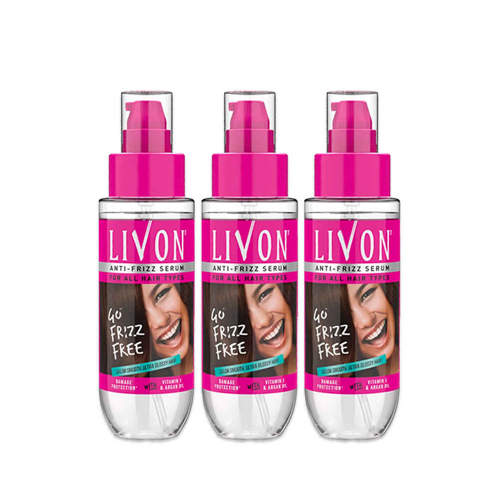 Buy Livon Hair Serum for Women & Men, All Hair Types for Smooth, Frizz free & Glossy Hair, 50 ml - Pack of 3 - Purplle