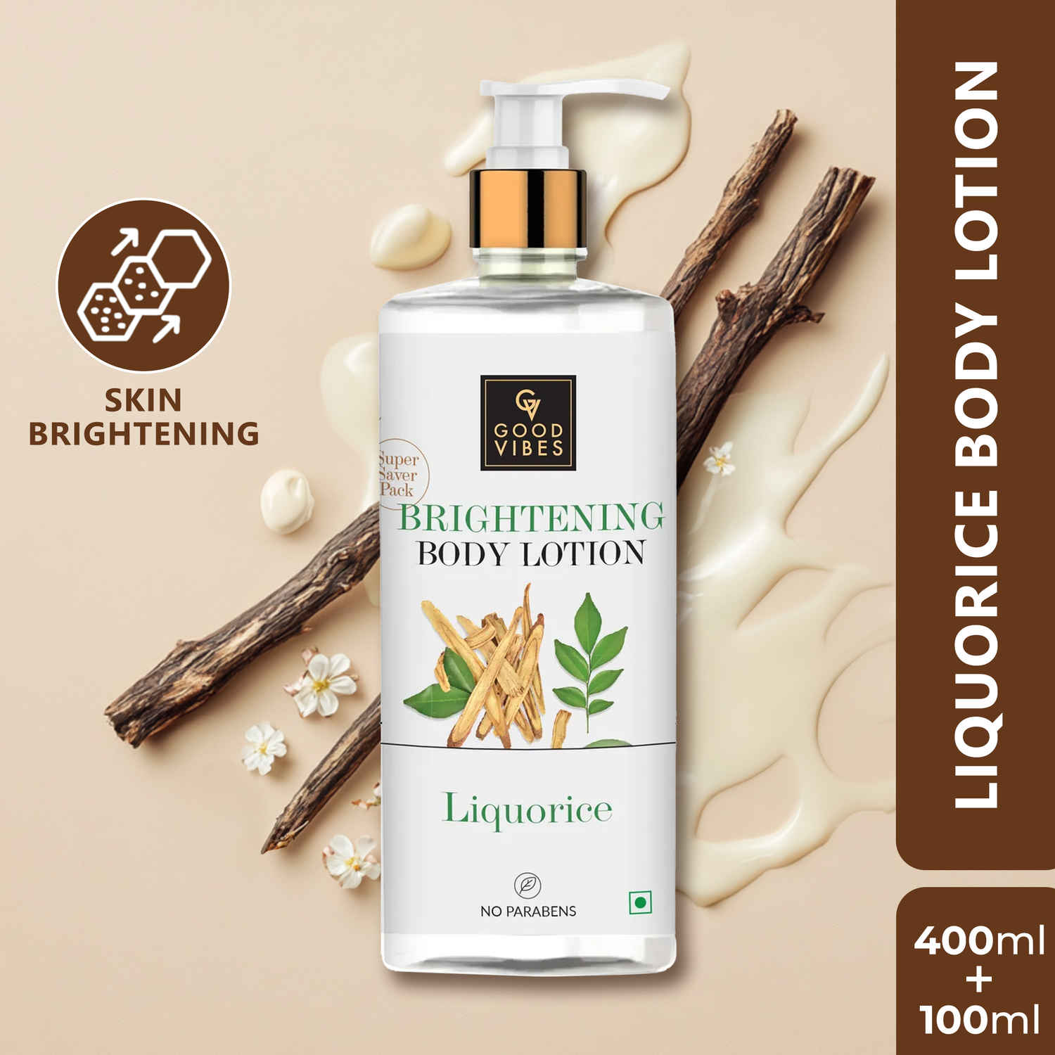 Buy Good Vibes Liquorice Brightening Body Lotion | Non-Greasy, Moisturizing, Softening | No Parabens, No Sulphates, No Animal Testing (500 ml) - Purplle