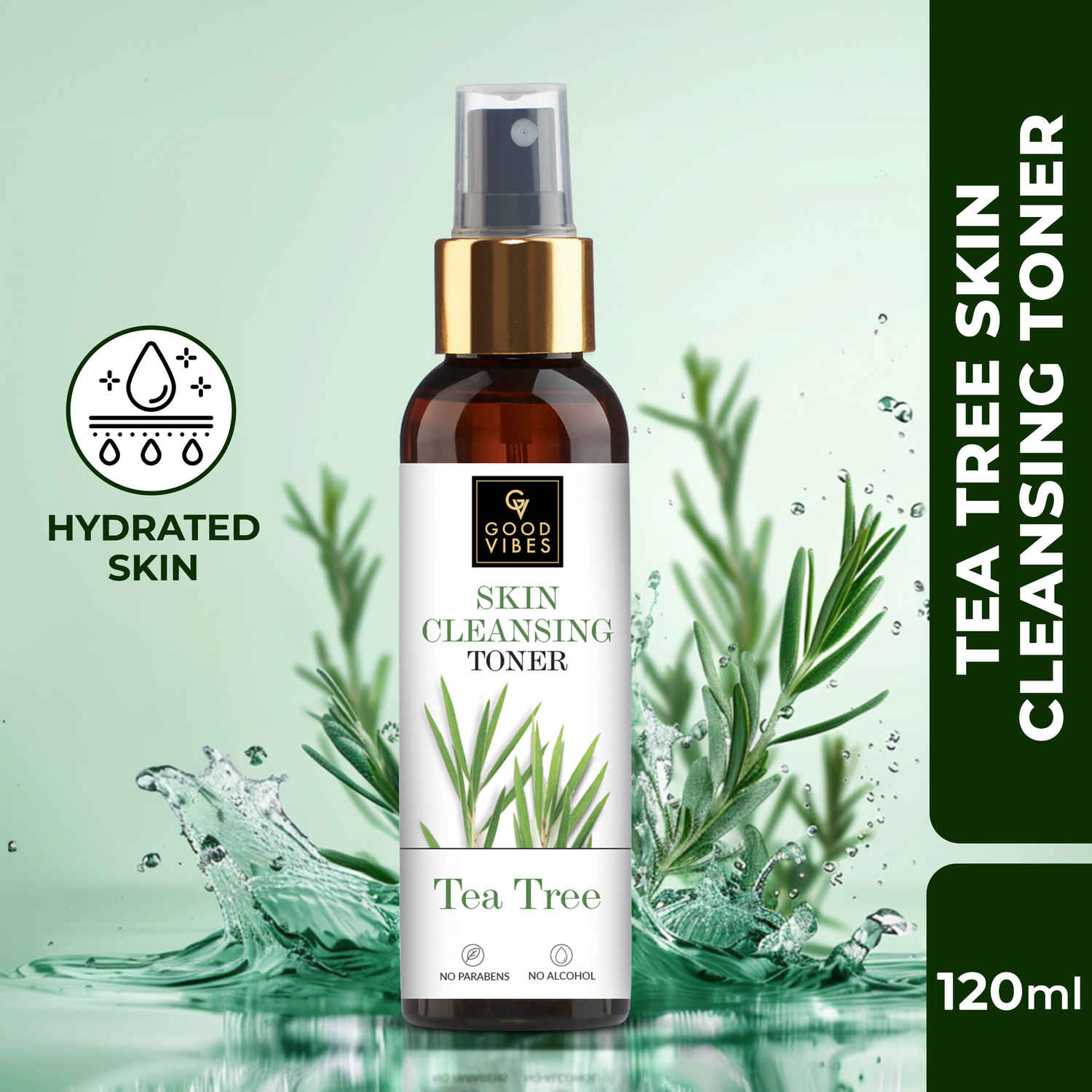 Buy Good Vibes Tea Tree Cleansing Toner | Hydrating, Anti-Acne, Removes Excess Oil | With Green Tea | No Alcohol, No Parabens, No Sulphates, No Mineral Oil (120 ml) - Purplle