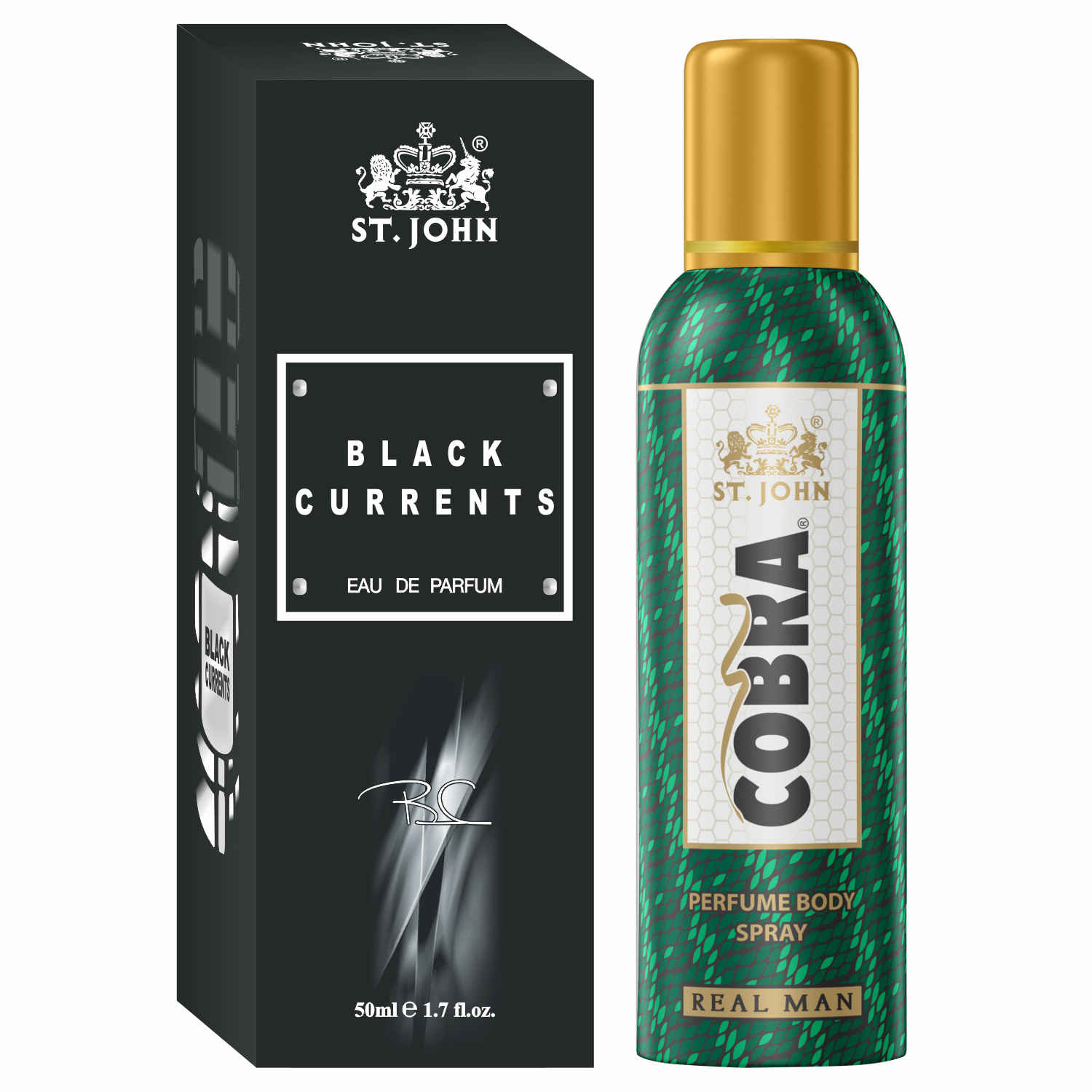 Buy St John Cobra Deodrant No Gas Real Man 100 ml & Black Current 50 ml Perfume Combo Pack Perfume Body Spray - For Men & Women (150 ml, Pack of 2) - Purplle