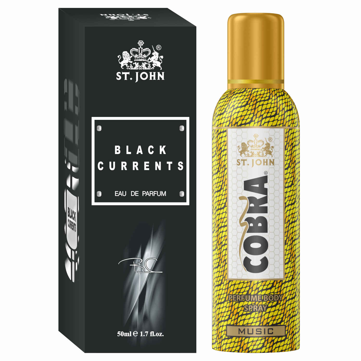 Buy St John Cobra Deodrant No Gas Music 100 ml & Black Current 50 ml Perfume Combo Pack Perfume Body Spray - For Men & Women (150 ml, Pack of 2) - Purplle