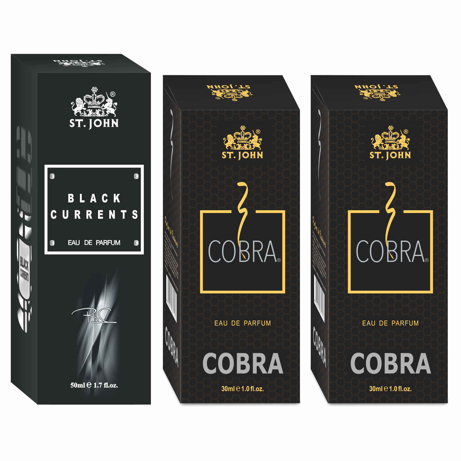 Buy St John Cobra 30 ml Pack of 2 & Black Current 50 ml Body Perfume Combo Gift Pack Eau de Parfum - 110 ml (For Men & Women) - Purplle