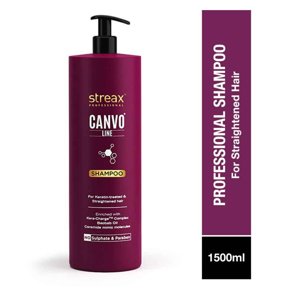 Buy Streax Professional Canvoline Shampoo For straightened hair, with Kera-Charge & Baobab oil, 1500 ml - Purplle
