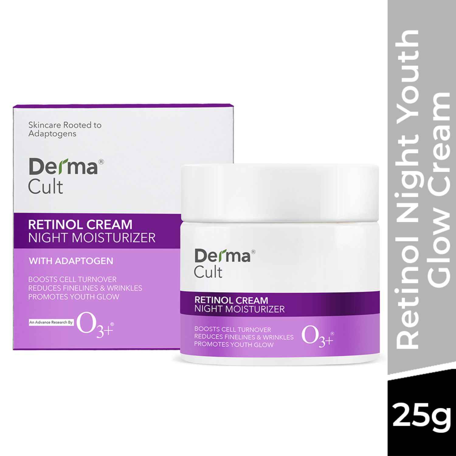 Buy O3+ Derma Cult Retinol Cream Night Moisturizer for Wrinkles Radiance with Adaptogen 25 gm - Purplle
