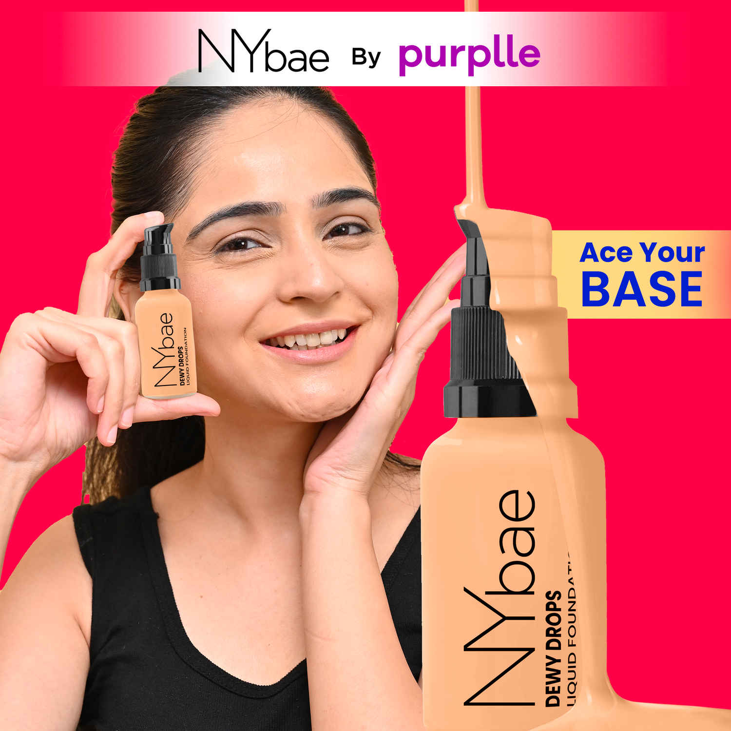 Buy NY Bae Dewy Drops Foundation - Flat White 01 (30 ml) | Fair Skin | Cool Undertone | Full Coverage | Long Lasting | Non-Transfer - Purplle