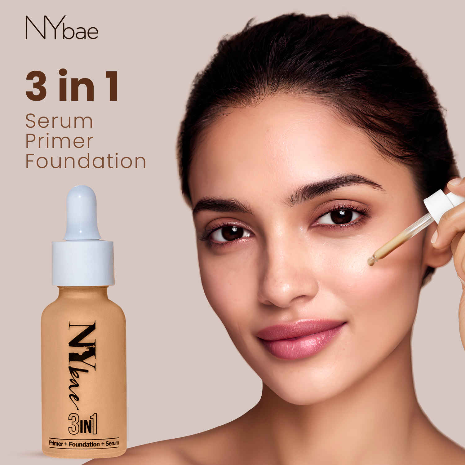 Buy NY Bae 3 IN 1 Serum Foundation - Cool Vanilla 02 (30 ml) | Infused with Primer | Moisturising I Glowing Korean Skin I Celeb Glow | Dewy Makeup | Evens Skin Tone | Ultra Glow - Purplle