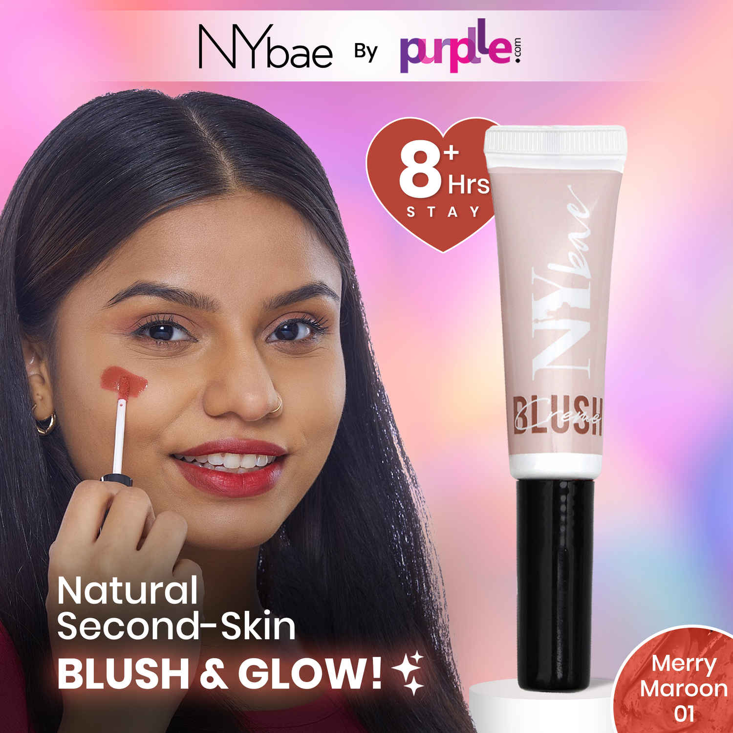 Buy NY Bae Creme Blush - Merry Maroon 01 (10 gm) | Dewy Maroon Blush | Lip & Cheek Tint | Liquid Blush | Intense Pi gment | Korean Glow - Purplle