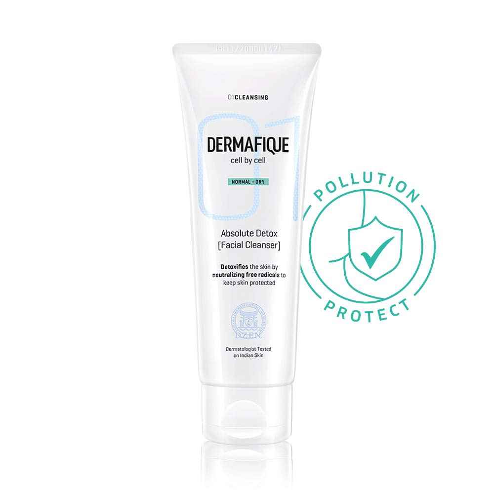 Buy Dermafique - Absolute Detox Facial Cleanser, 100 ml - for Normal To Dry Skin - Anti Pollution exfoliating Face Wash - with Vitamin E and Pomegranate extracts- Fights Pollution effects - Dermatologist Tested - Purplle