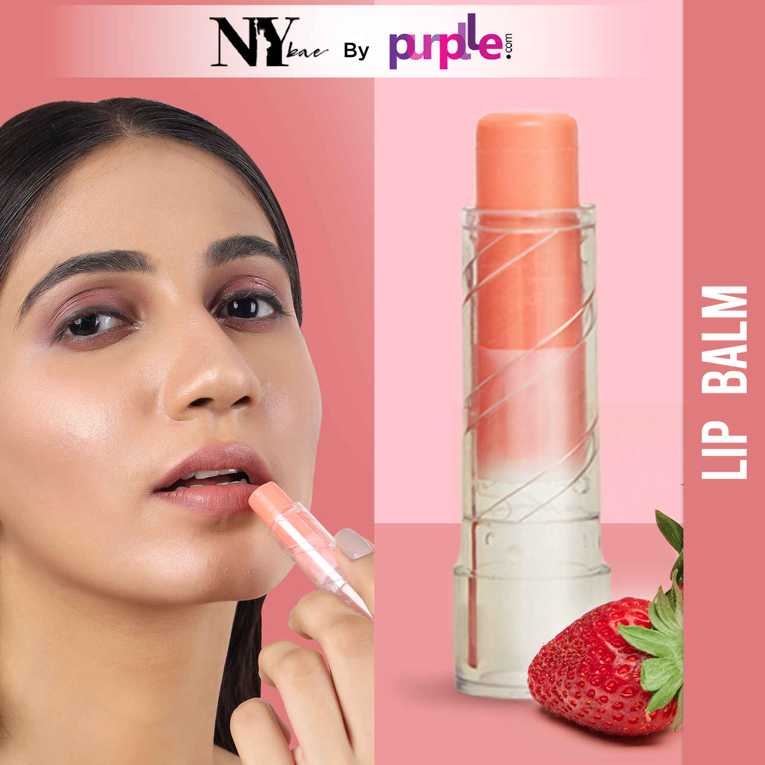 Buy NY Bae Sweet Treats Lip Balm - Strawberry 04 (4.8 gm) | Pink | Enriched with Nourishing Oils & Vitamin E | Moisturizing | Ideal For Chapped Lips | Vegan - Purplle