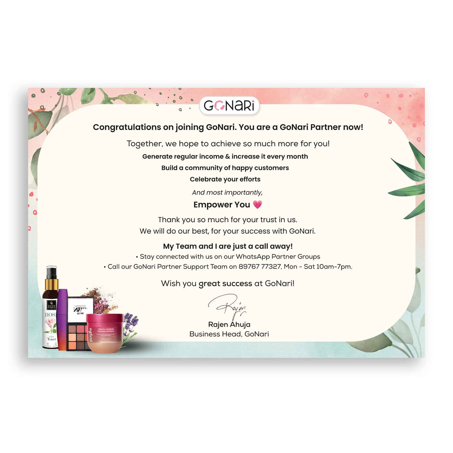 Buy GoNari Welcome Letter - Purplle