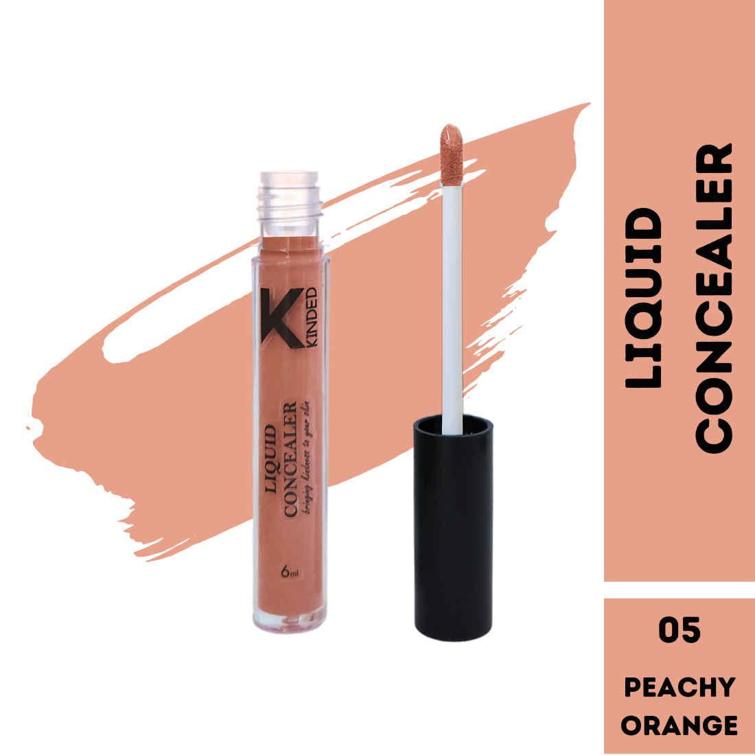 Buy KINDED Liquid Concealer for Face Makeup Full Coverage Colour Corrector Contour Waterproof HD Pro Master Series for Dry & Oily Skin Acne Dark Circles Dark Spots (Creamy Matte, Peachy Orange, 6 ml) - Purplle