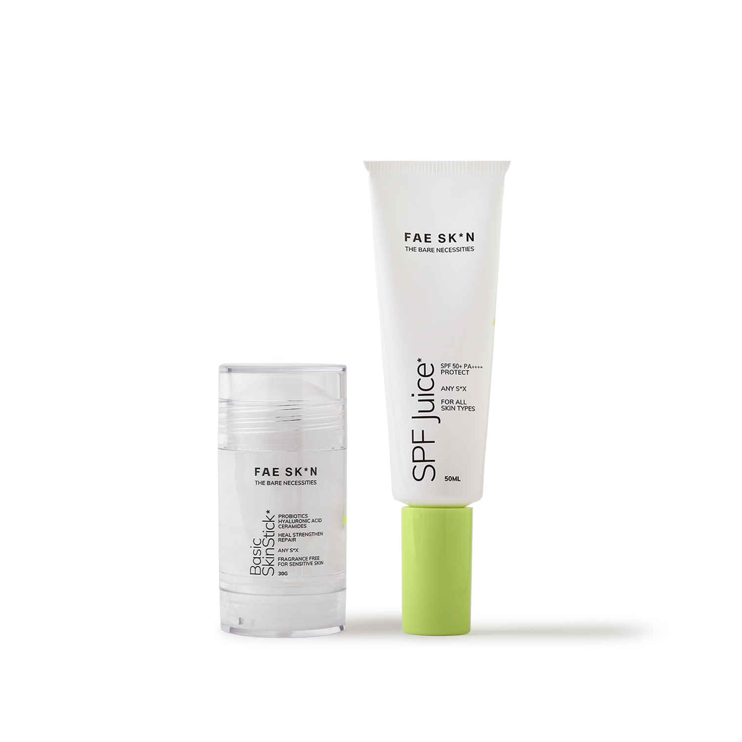 Buy FAE Beauty Repair and Protect Face Care Combo with Strengthening and Repairing Serum Stick & SPF 50+ Sunscreen | Hydrating Serum Stick | No White Cast SPF | Broad Spectrum UVA & UVB Protection | For All Skin Types - Purplle