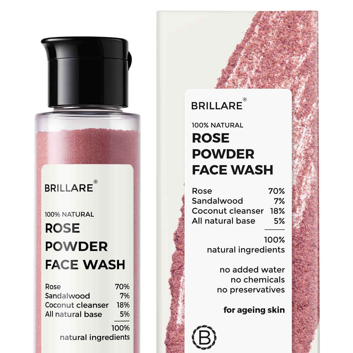 Buy Brillare Rose Powder Face Wash For Well Hydrated, Younger Looking Skin - Purplle