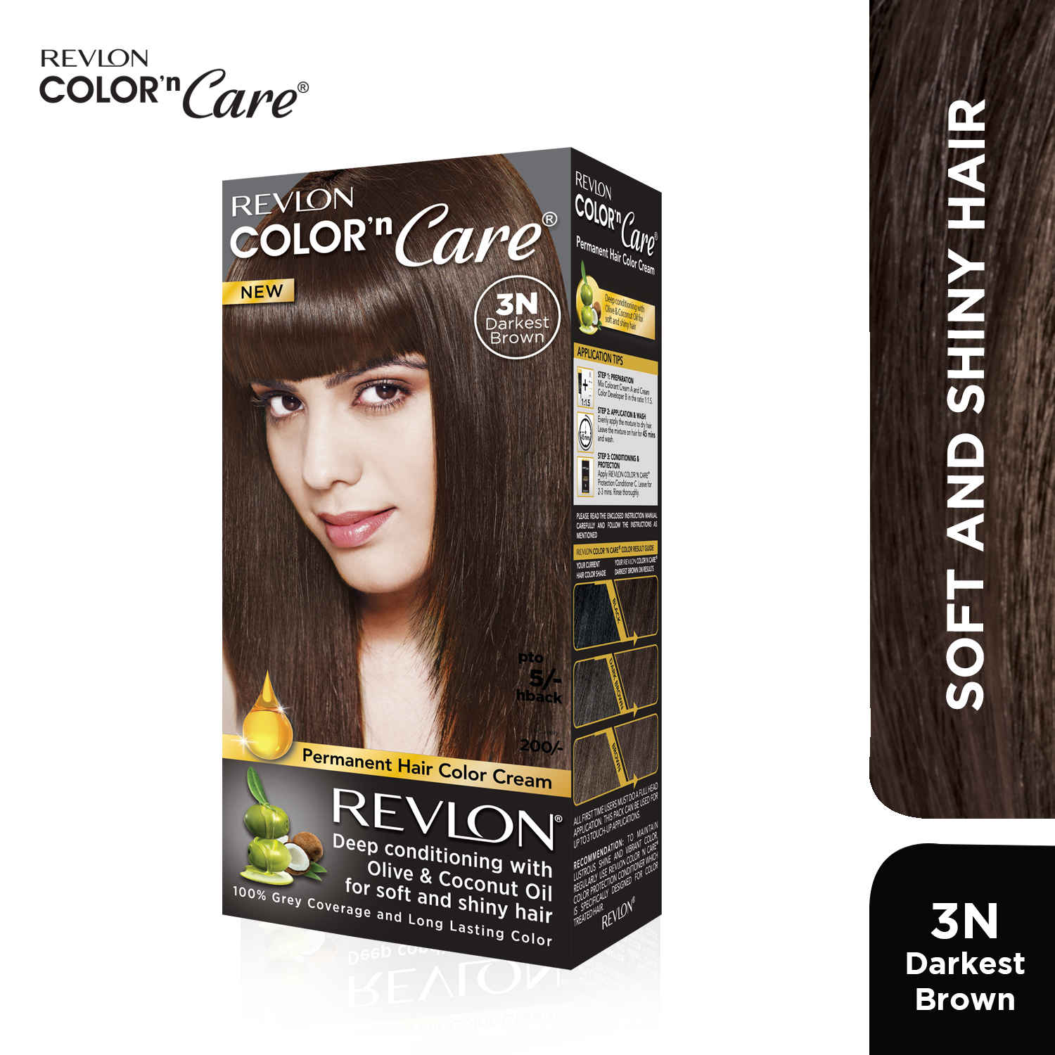 Buy Revlon Color N Care Permanent Hair Color Cream - Darkest Brown 3N - Purplle