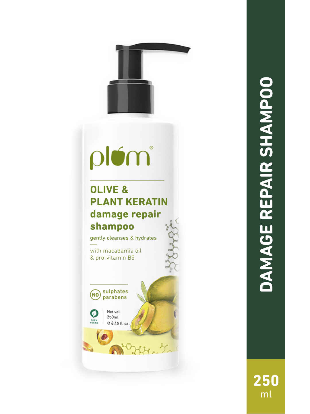 Buy Plum Olive & Plant Keratin Damage Repair Shampoo | With Olive Oil, Plant keratin, Macadamia oil | Strengthens & smoothens hair, conditions and adds shine to hair - Purplle