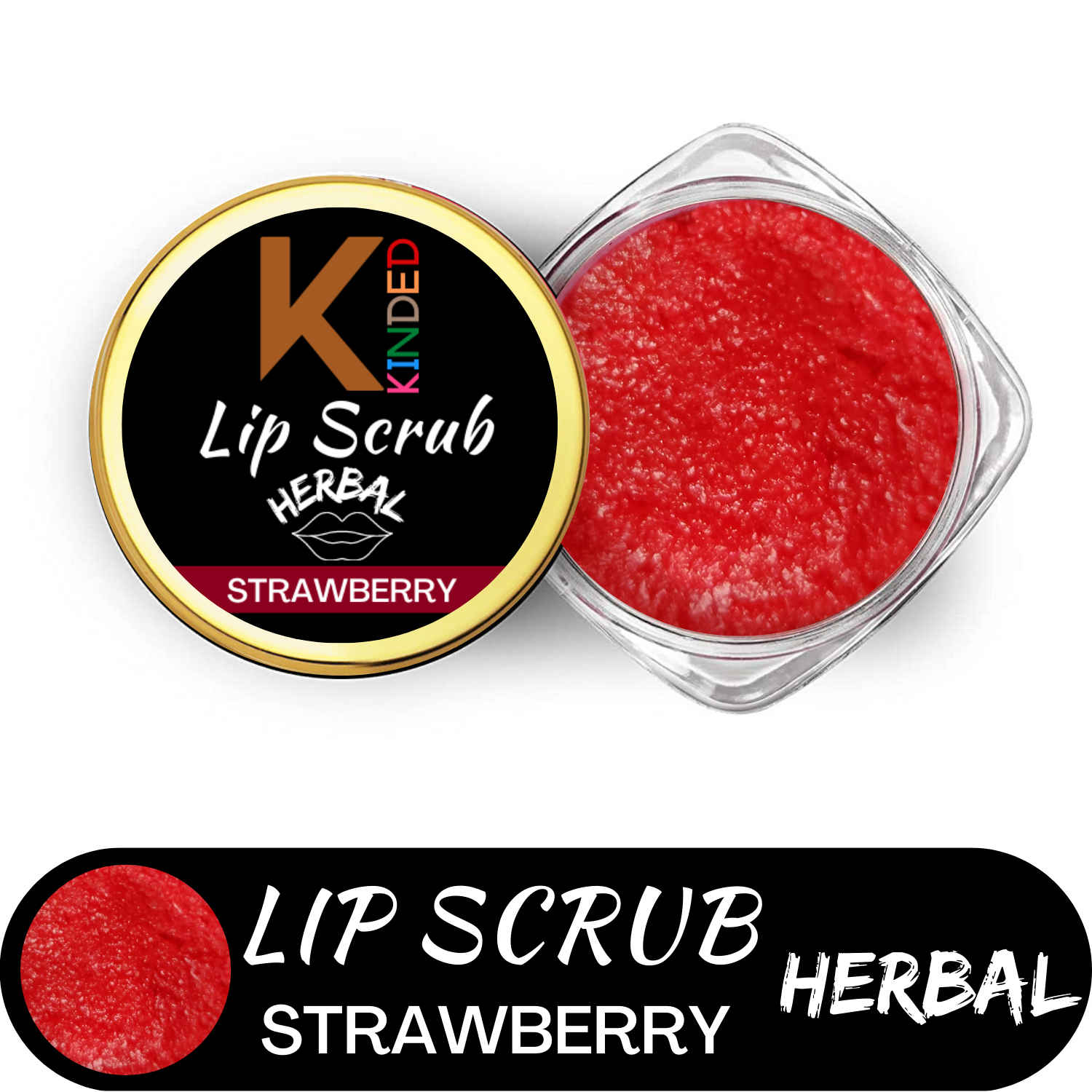 Buy KINDED Lip Sugar Scrub Herbal Natural Essential Oils Exfoliating Balm Polish Scrubber for Men Women Smoked Dry Dark Chapped Lips to Lighten Pigmentation Dead Skin Tan Removal (10 gm, Strawberry) - Purplle