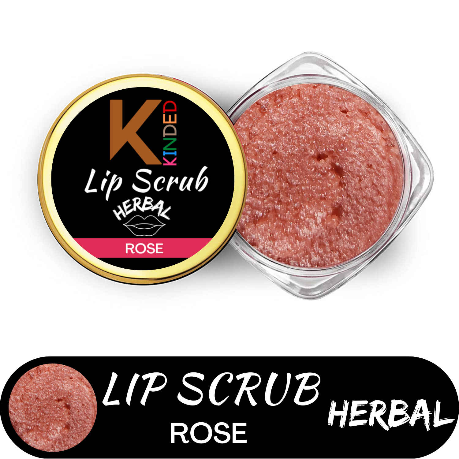 Buy KINDED Lip  Scrub Herbal Natural Essential Oils Exfoliating Balm Polish Scrubber for Men Women Smoked Dry Dark Chapped Lips to Lighten Pigmentation Dead Skin Tan Removal (10 gm, Rose) - Purplle