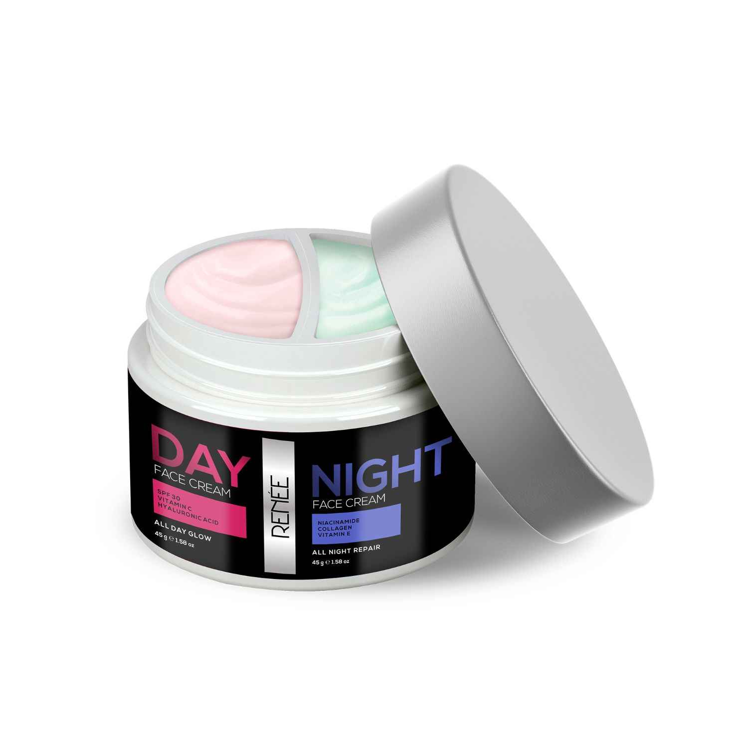 Buy RENEE Day & Night Cream 90 gm, Day: Reduce Blemishes & dullness, Moisturizes & protects with SPF 30, Night: Minimizes Fine Lines, Dark Circles & Increases Skin Firmness & Smoothness - Purplle