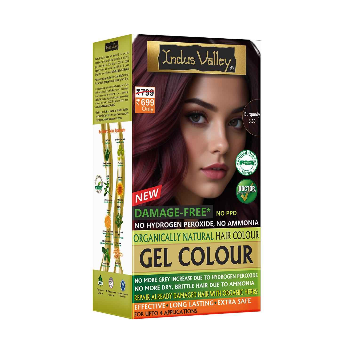 Buy Indus Valley Organically Natural Gel Burgundy 3.6 Hair ColorA -(220 gm) - Purplle