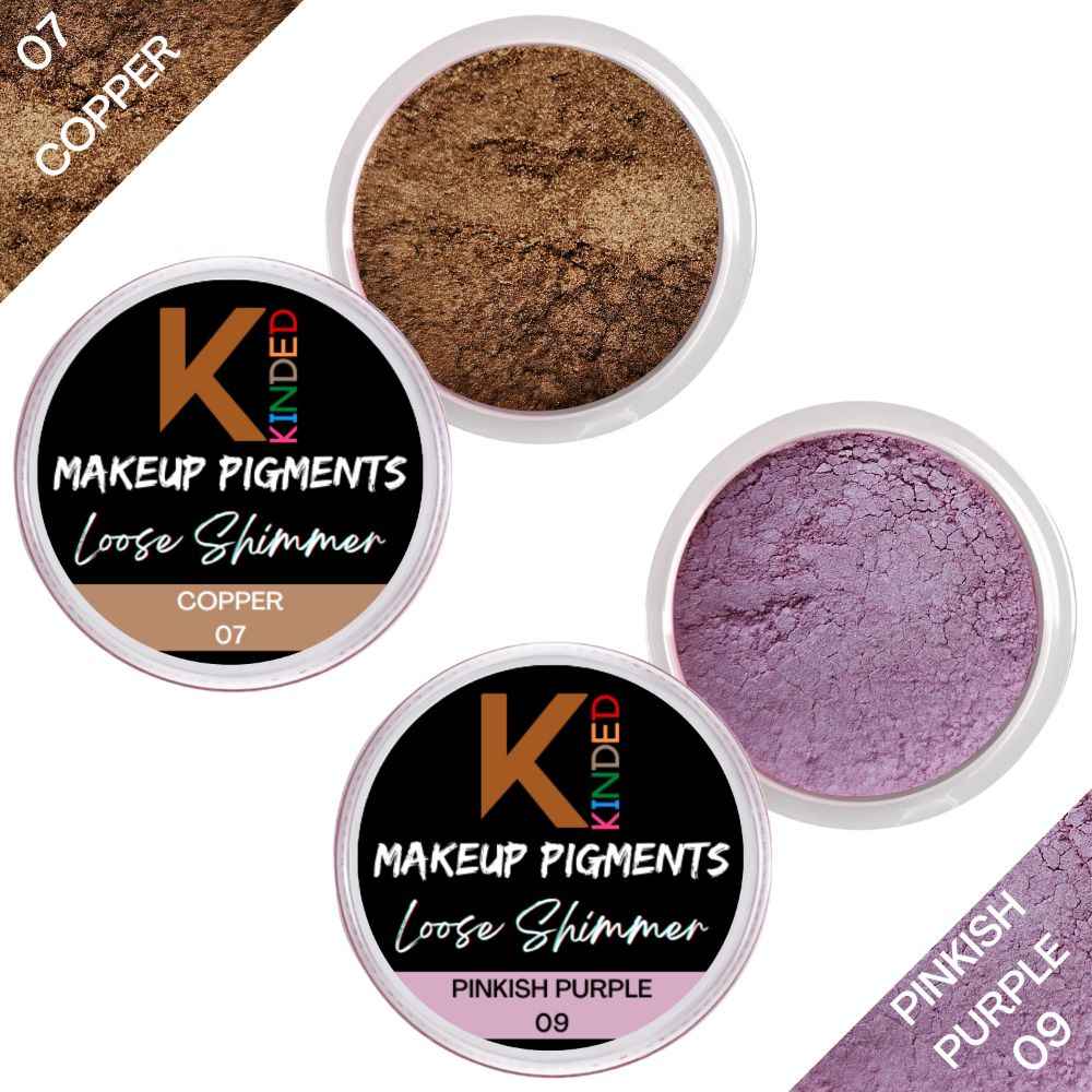 Buy KINDED Loose Shimmer Makeup Foil Pigments Glitter Eyeshadow for Women Smokey Eyes Face Brow Bones Body Highlighter Metallic Beauty Shiny Dust Powder Pearls (Combo 3gm each, Copper & Pinkish Purple) - Purplle