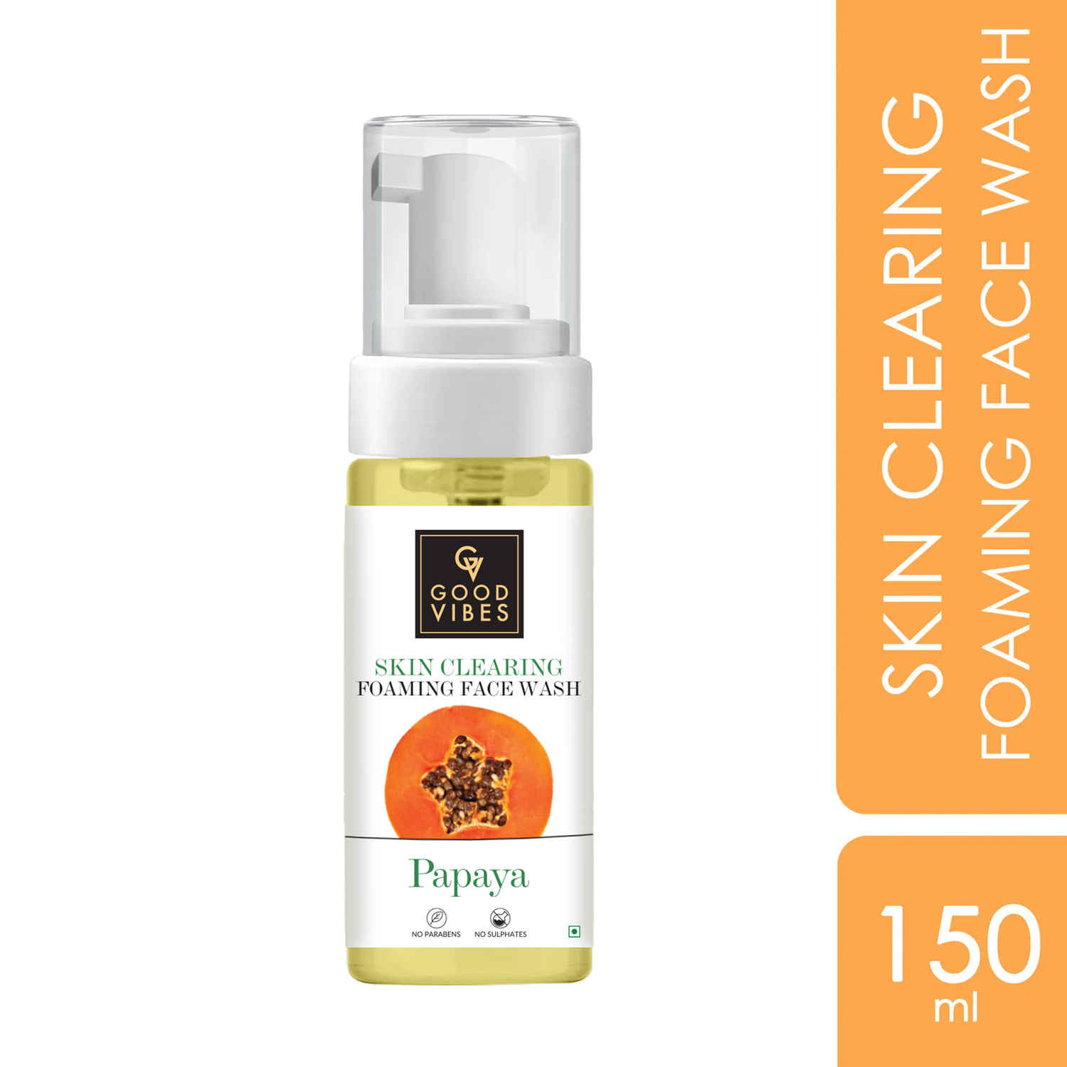 Buy Good Vibes Papaya Skin Clearing Foaming Face Wash |Brightening, Even Tone (150ml) - Purplle