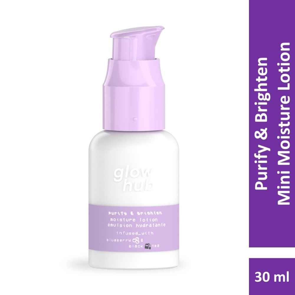 Buy Glow Hub | Mini Purify & Brighten Moisture Lotion (15 ml)| Black tea extract, Blueberry, Salicylic Acid, Squalene | Brightening, Detoxifying, doesn't clog pores - Purplle
