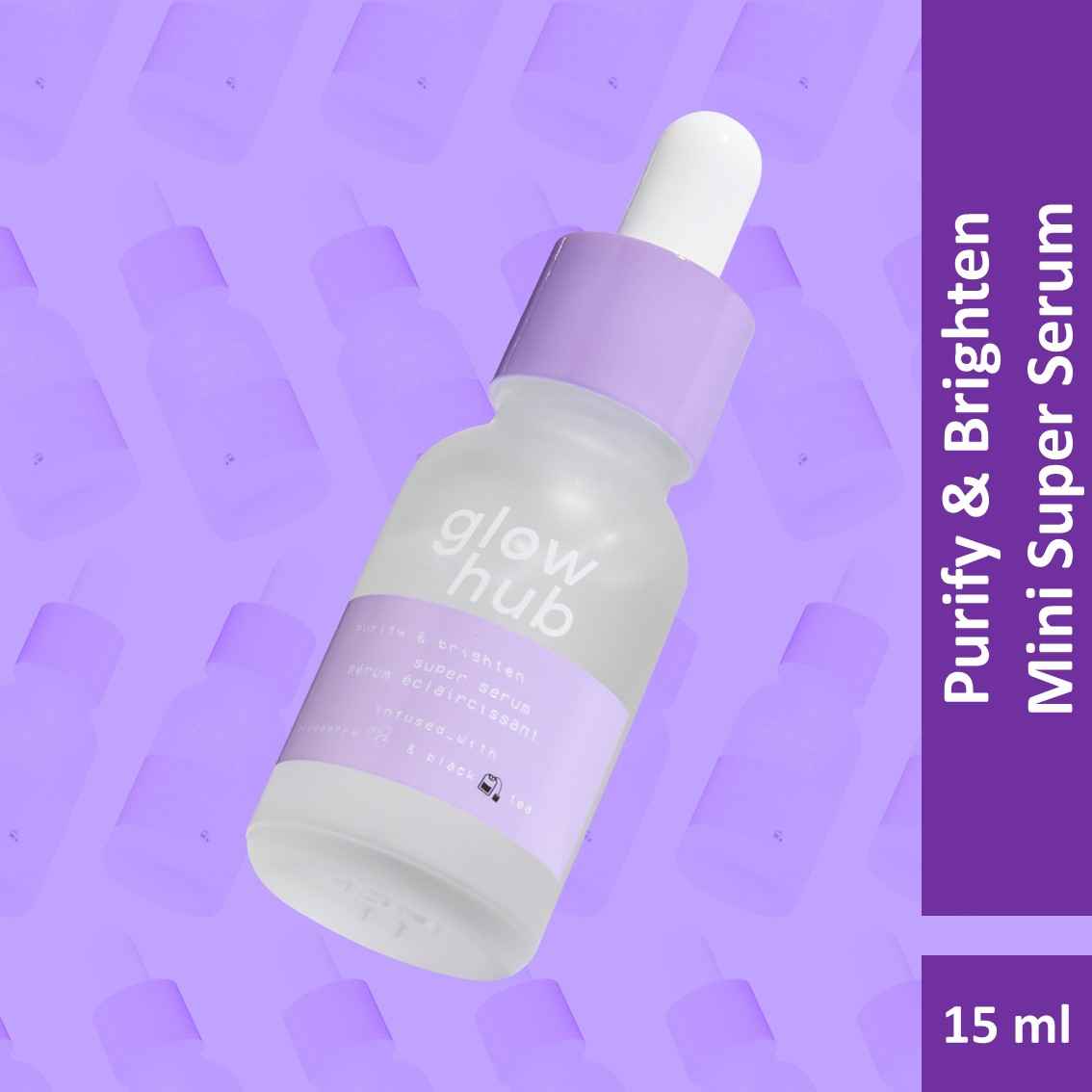 Buy Glow Hub | Mini Purify & Brighten Super Serum (15 ml) | Black tea extract, Blueberry, Salicylic Acid, Willow bark | Brightening, Detoxifying - Purplle