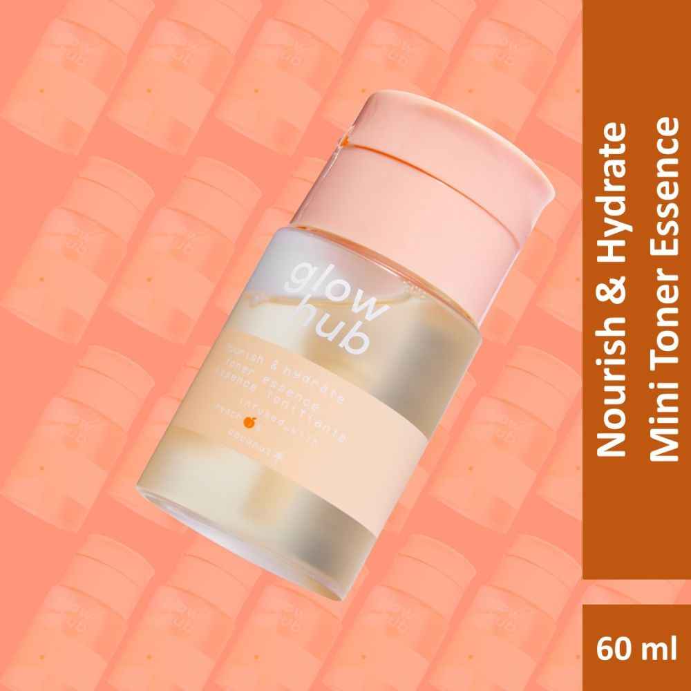Buy Glow Hub | Mini Nourish & Hydrate Toner Essence (60 ml) | Hyaluronic acid, Peach extract, Coconut water, Aloe Vera | Glow enhancing, Hydrating, Nourishing - Purplle