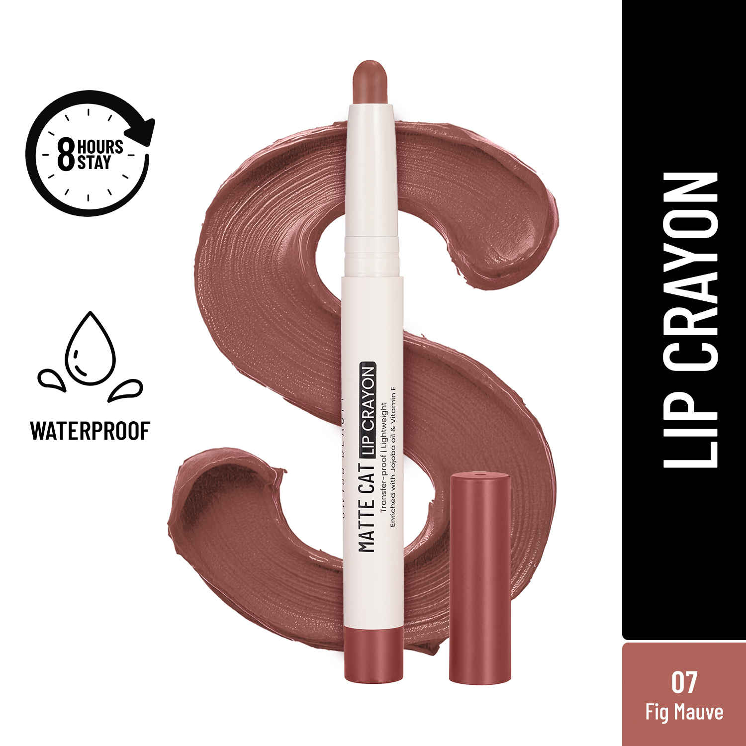 Buy Swiss Beauty Non-Transfer Matte Cat Lip Crayon | Water-Resistant | Long-Lasting 8 Hours Stay | Retractable Lip Crayon |Lighweight|Shade 07 Fig-Mauve 1.5 gm - Purplle