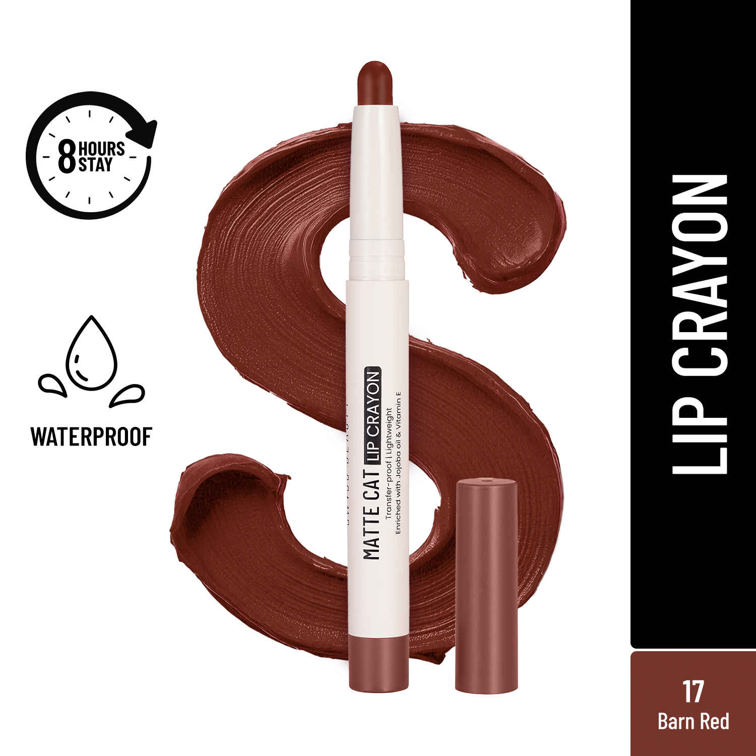 Buy Swiss Beauty Non-Transfer Matte Cat Lip Crayon | Water-Resistant | Long-Lasting 8 Hours Stay | Retractable Lip Crayon |Lighweight|Shade 17 Barn Red 1.5 gm - Purplle