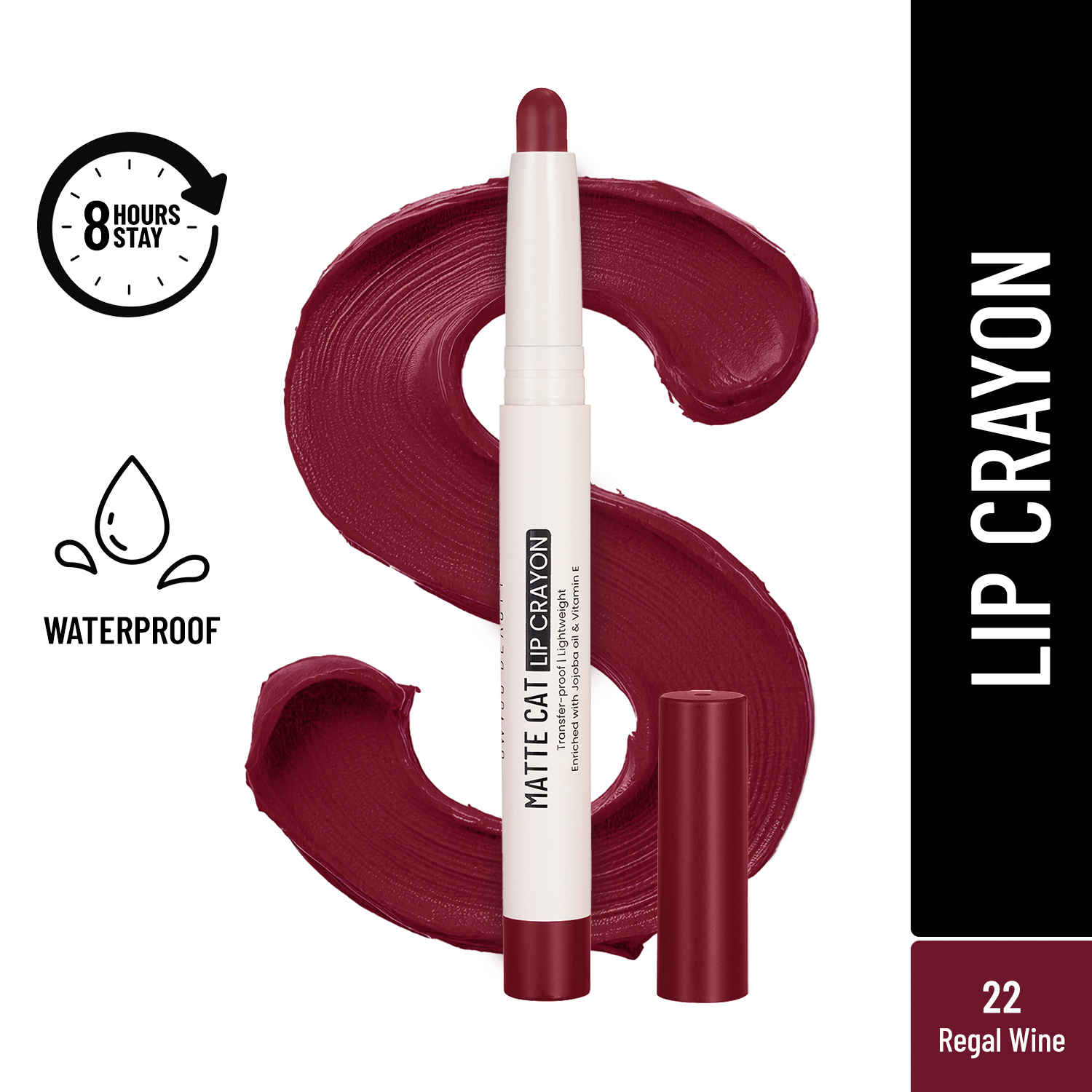 Buy Swiss Beauty Non-Transfer Matte Cat Lip Crayon | Water-Resistant | Long-Lasting 8 Hours Stay | Retractable Lip Crayon |Lighweight|Shade 22 Regal Wine 1.5 gm - Purplle