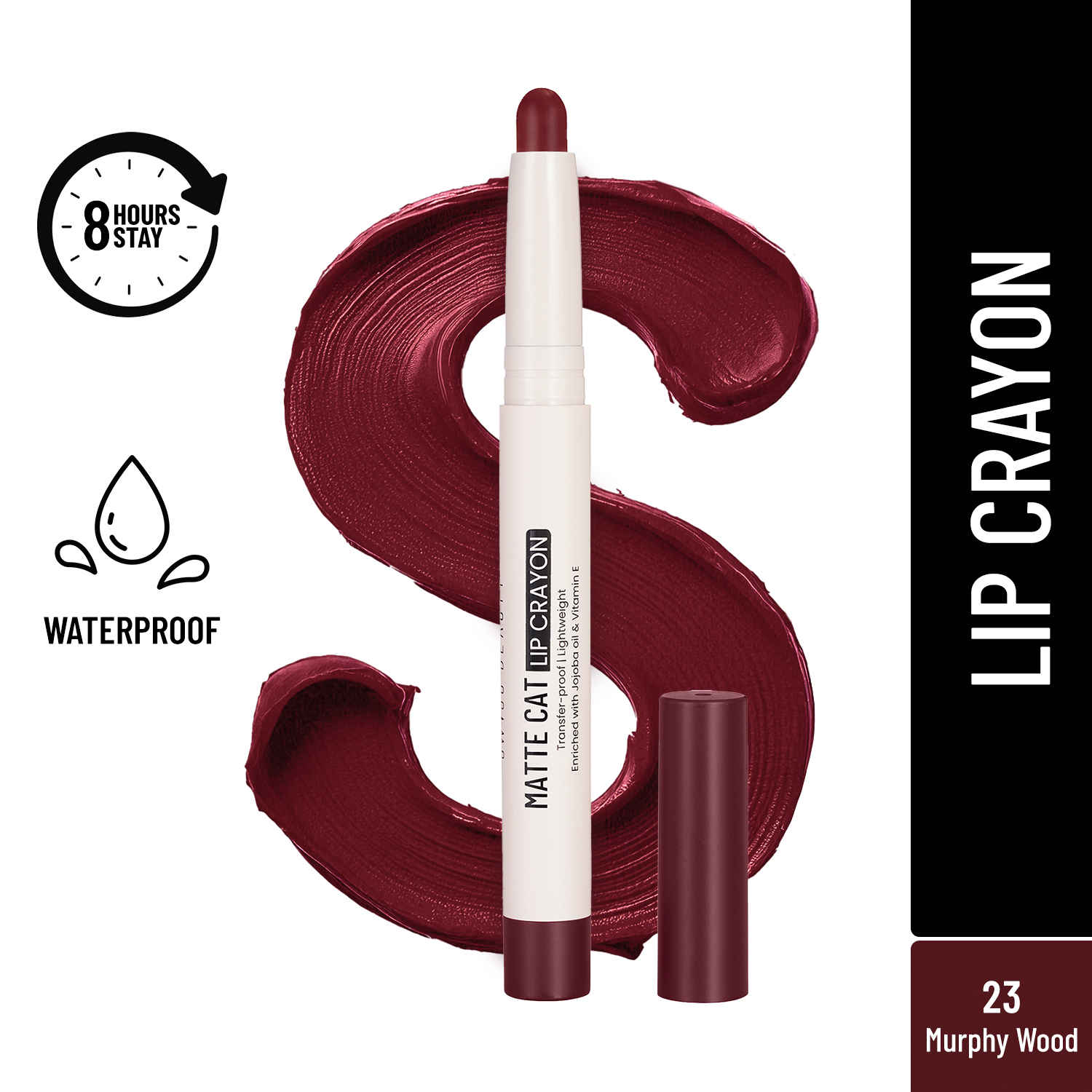 Buy Swiss Beauty Non-Transfer Matte Cat Lip Crayon | Water-Resistant | Long-Lasting 8 Hours Stay | Retractable Lip Crayon |Lighweight|Shade 23 Murphy Wood 1.5 gm - Purplle
