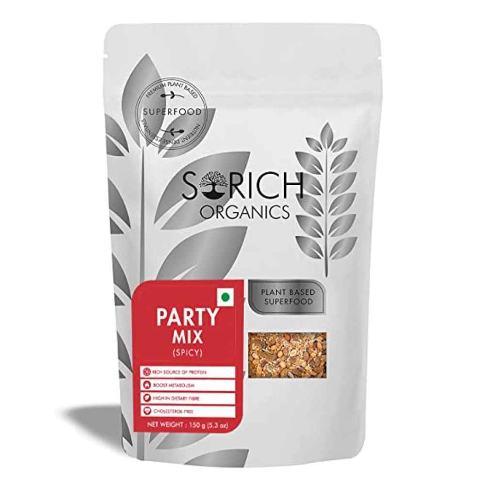 Buy Sorich Organics Party Mix (Spicy) - 150 Gm - Mixture of BBQ Pumpkin seeds and Cashew, Roasted (Soya nuts, Sunflower Seeds, Quinoa Puffs) & Raisins |Gluten Free Vegan Diet Snacks | Immunity Booster - Purplle