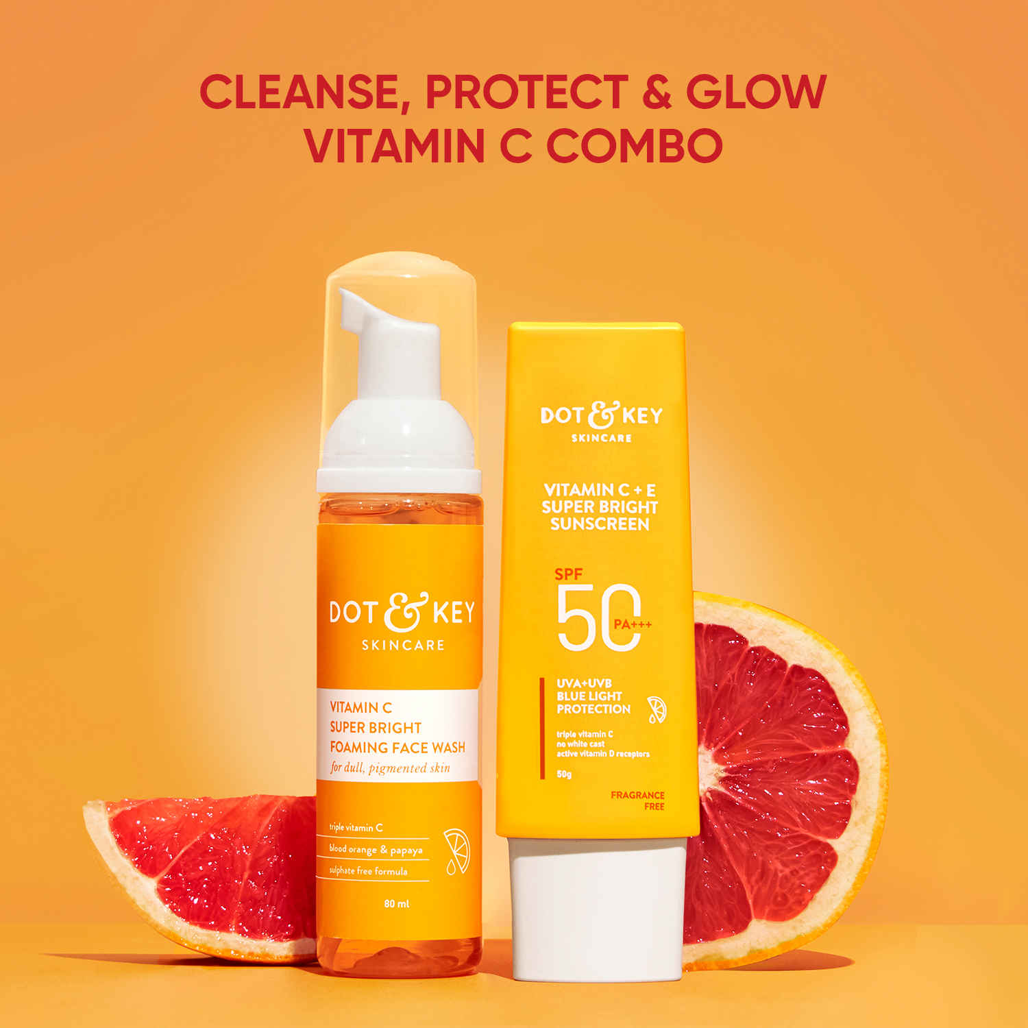 Buy Dot & Key Vitamin C+E Super Bright Sunscreen with Foaming Face Wash - Pack of 2 - Purplle