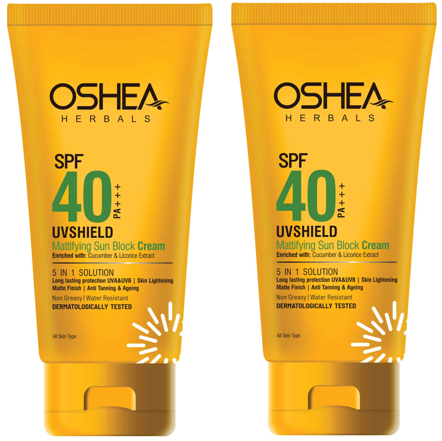 Buy Oshea Herbals UV SHIELD MATTIFYING SUN BLOCK CREAM SPF 40 PA +++60Grams pack of 2 - Purplle