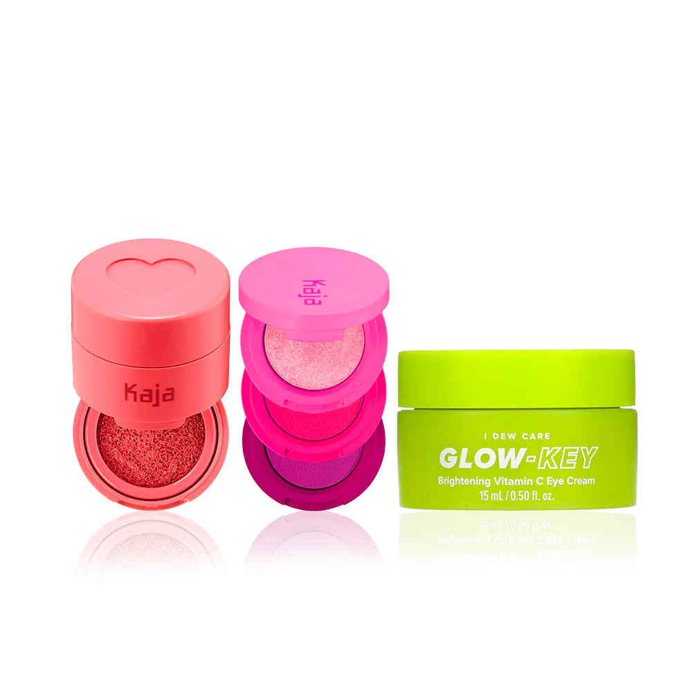 Buy Korean Trending Makeup Bundle | Kaja Bento (Hella Azalea), Kaja Cheeky Stamp (Bossy), I DEW CARE Glow Key Eye Cream Combo of 3 - Purplle