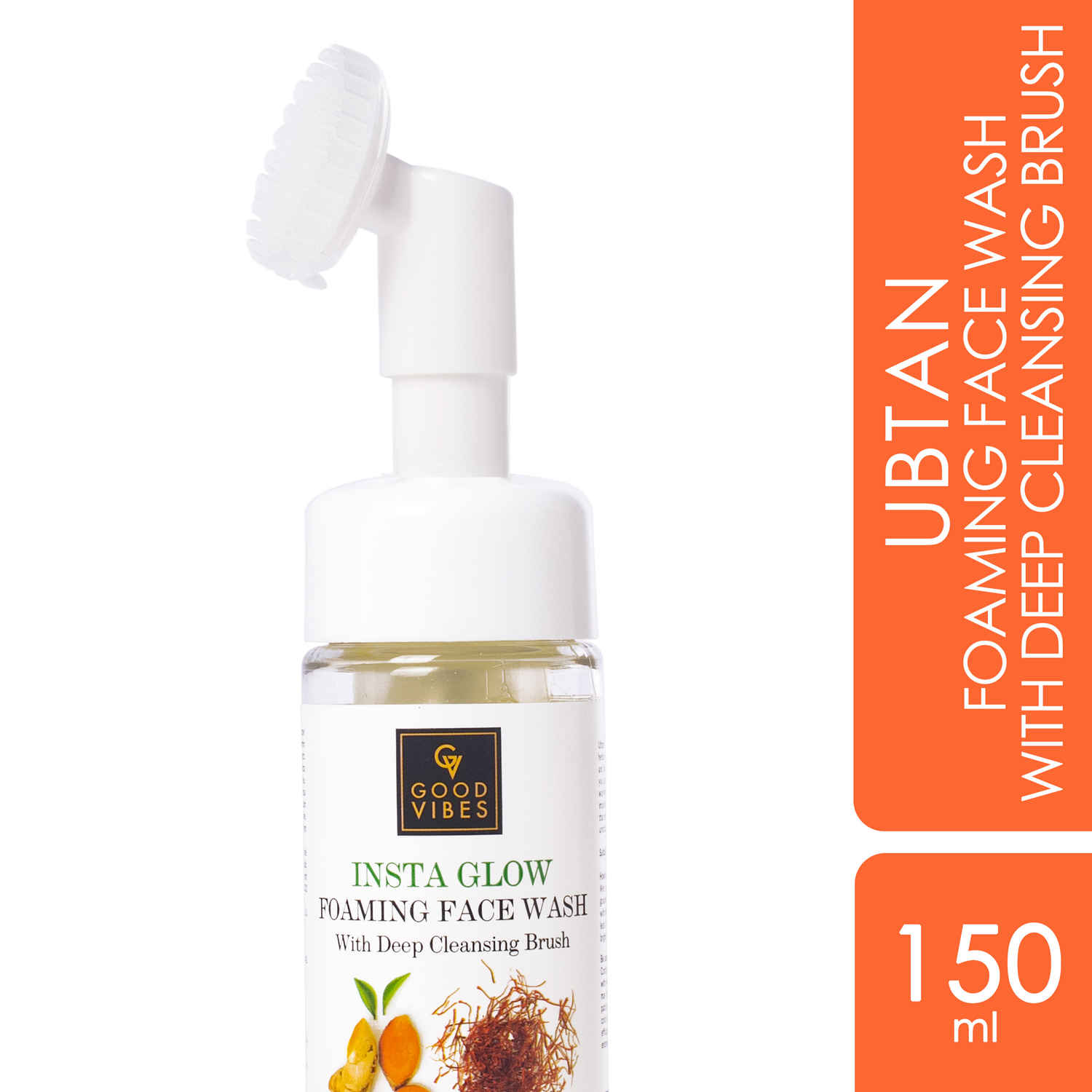 Buy Good Vibes Insta Glow Foaming Face Wash with Deep Cleansing Brush - Ubtan (150 ml) - Purplle