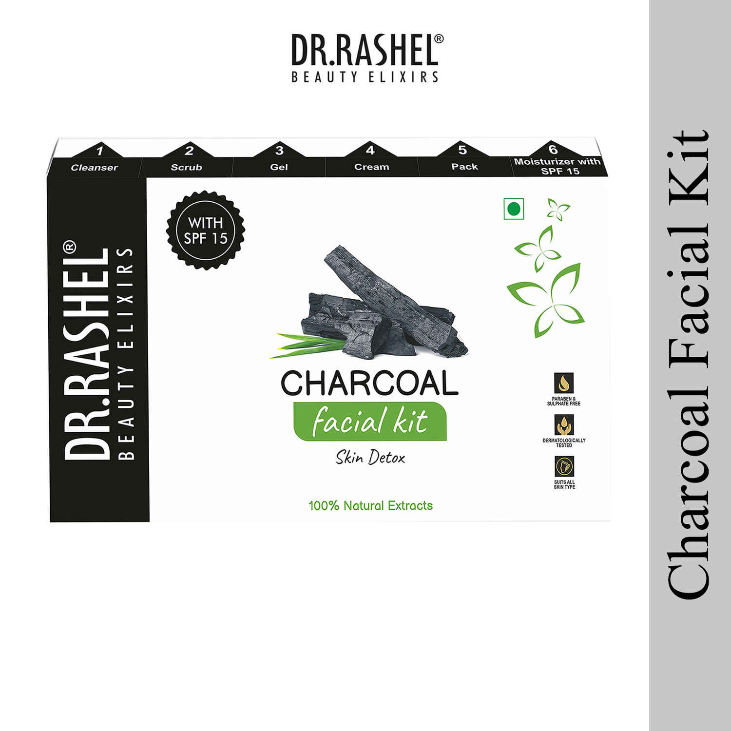 Buy Dr.Rashel Charcoal Facial Kit For Skin Detox Spf 15 Moisturizer - Combo of 6 - Purplle