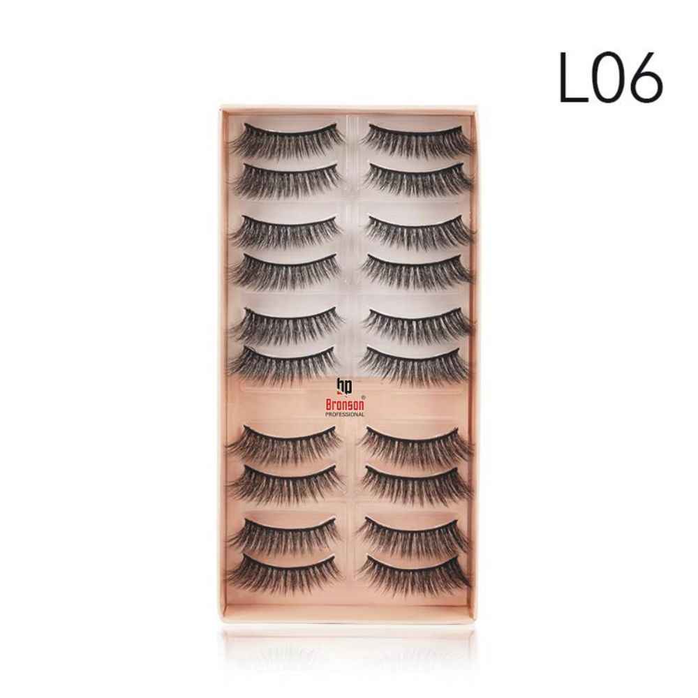 Buy Bronson Professional Eyelash set 3D false long and natural eye makeup 10 pairs No. L06 - Purplle