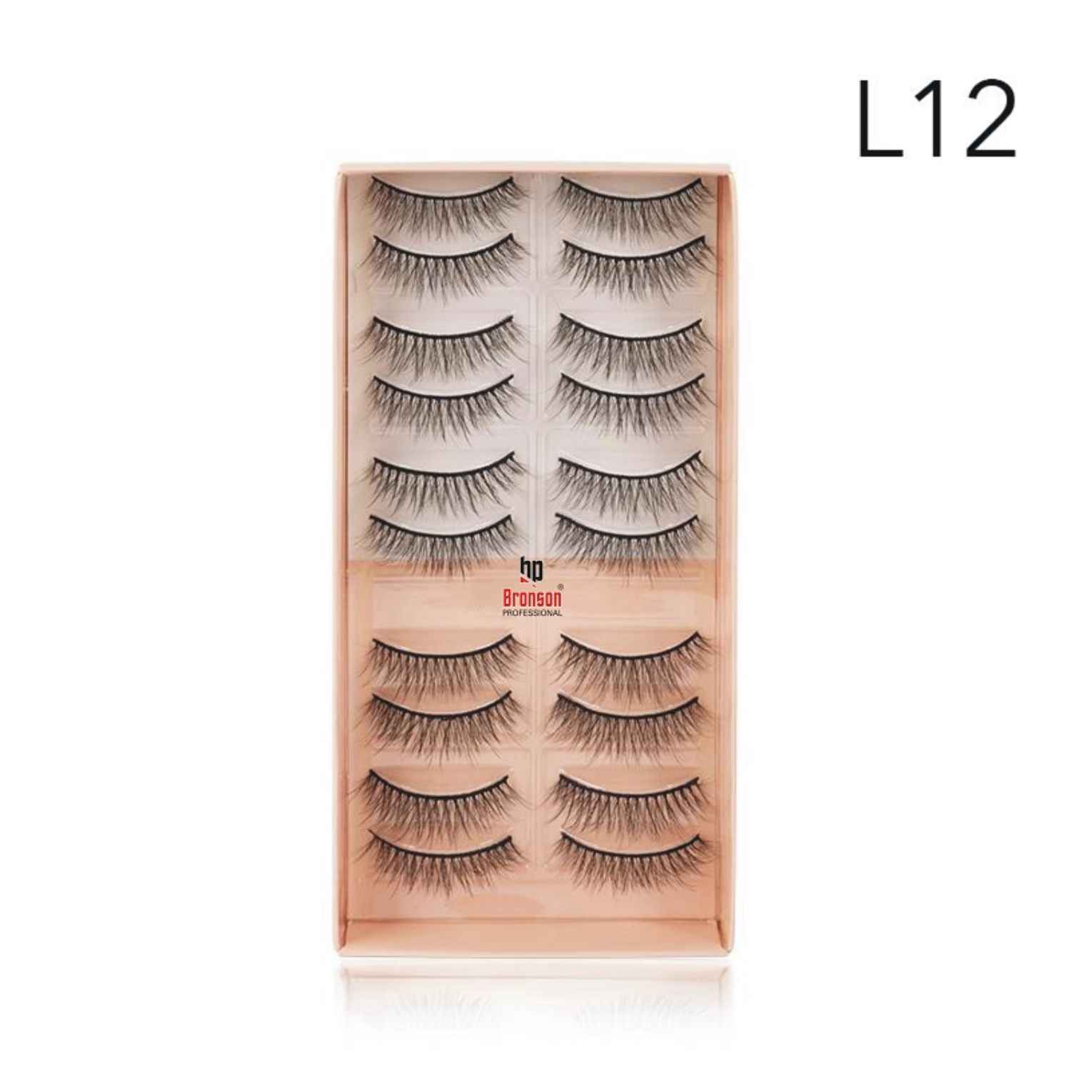 Buy Bronson Professional Eyelash set 3D false long and natural eye makeup 10 pairs No. L12 - Purplle