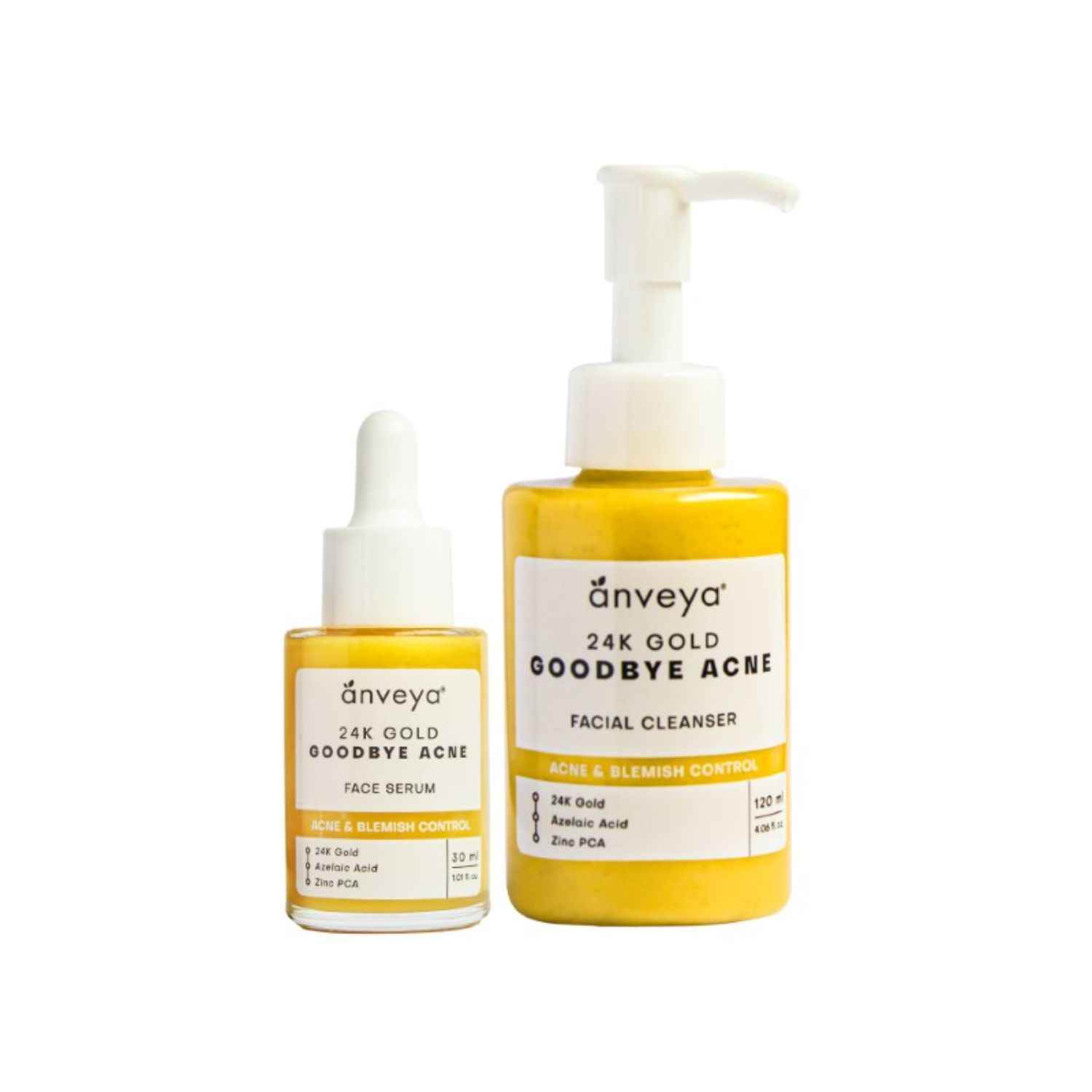 Buy Anveya 24k Gold Goodbye Acne Kit with Cleanser(120ml) + Serum(30ml) - Purplle
