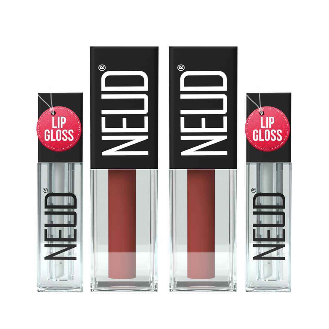 Buy NEUD Matte Liquid Lipstick Jolly Coral with Jojoba Oil, Vitamin E and Almond Oil - Smudge Proof 12-hour Stay Formula with Free Lip Gloss - 2 Packs - Pack of 2 - Purplle