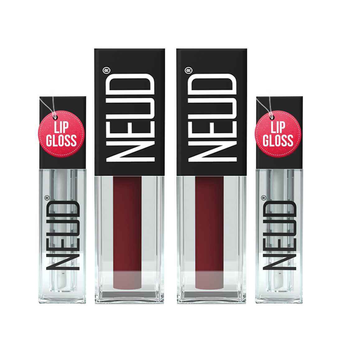 Buy NEUD Matte Liquid Lipstick Mocha Brownie with Jojoba Oil, Vitamin E and Almond Oil - Smudge Proof 12-hour Stay Formula with Free Lip Gloss - 2 Packs - Pack of 2 - Purplle