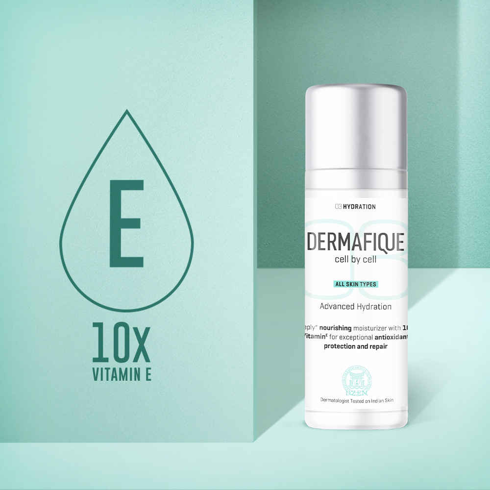 Buy Dermafique Advanced Hydration Day Cream a€“ 30 gm, with 10x Vitamin E Benefit and Glycerine, Moisturizer for Face with Deep Hydration and Nourishment - Purplle