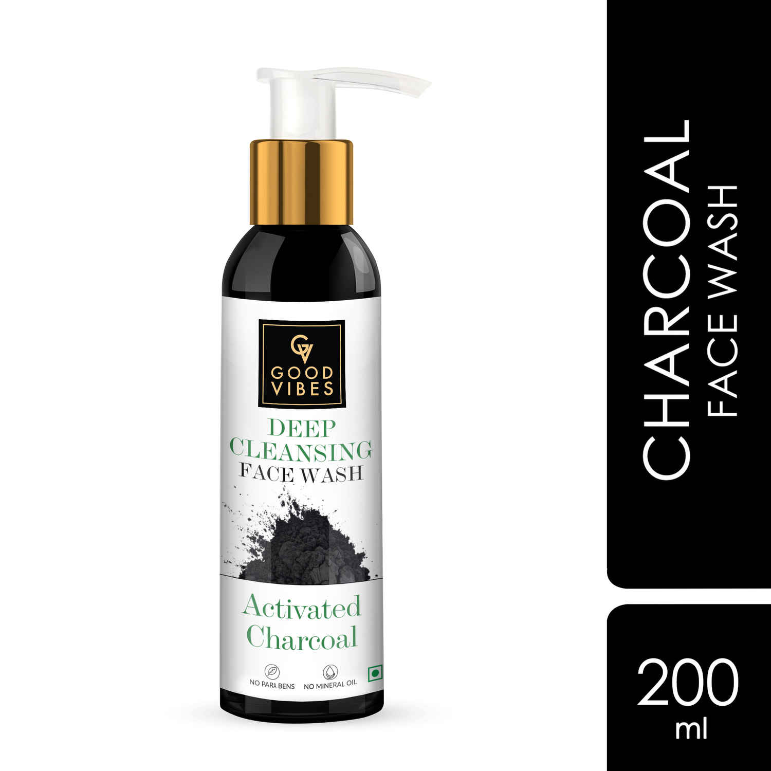Buy Good Vibes Activated Charcoal Deep Cleansing Face Wash | Deep Pore Cleansing, Purifying | No Parabens, No Mineral Oil, No Animal Testing (200 ml) - Purplle