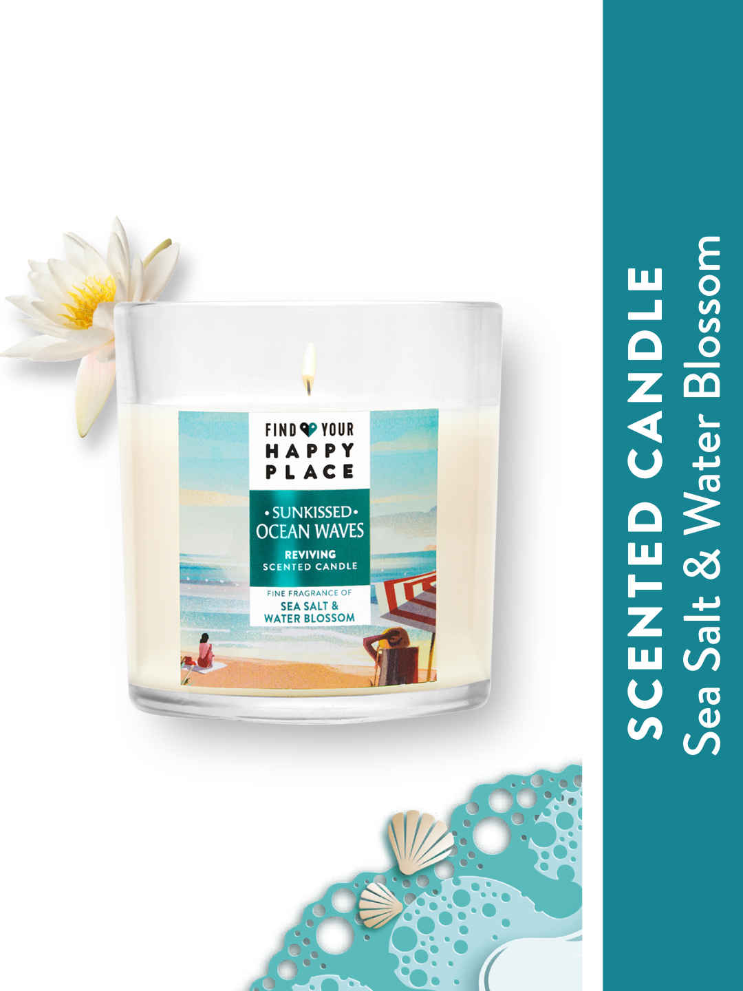 Buy Find Your Happy Place - Sunkissed Ocean Waves Scented Candle Sea Salt & Water Blossom 200g - Purplle