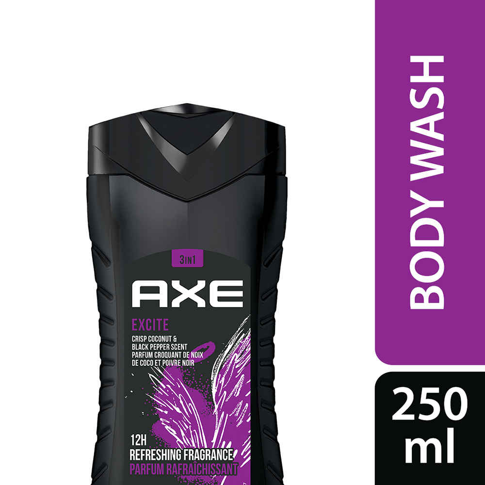Buy Axe Excite 3 In 1 Body, Face & Hair Wash for Men, Long-Lasting Fragrance, 250ml - Purplle